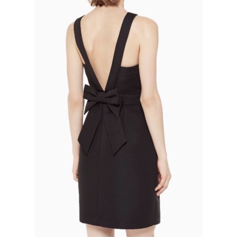Kate Spade Women's Black Faille Sleeveless Sheath Bow Back Formal Dress Sz 2 EUC